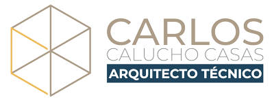 Logotipo a color de Carlos Calucho Casas, Arquitecto Técnico.