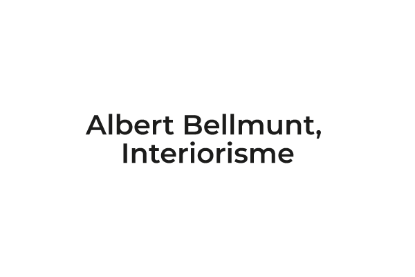 Texto de color negro donde hay escrito: Albert Bellmunt, Interiorisme.