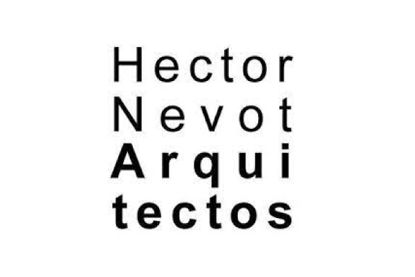 Logotipo con tipografía de color negro de la marca Hector Nevot, Arquitectos.