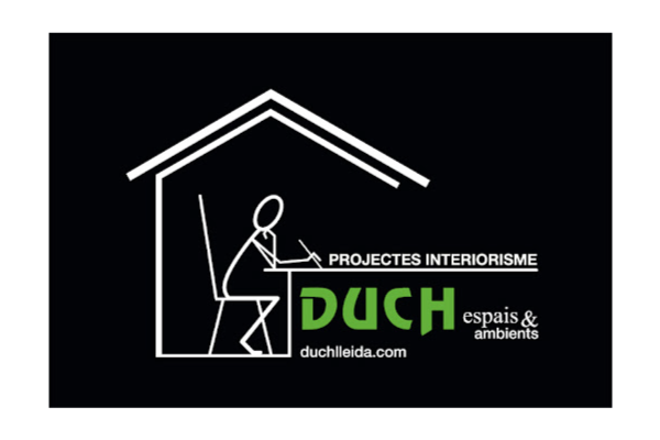 Logo a negativo de la empresa de proyectos de interiorismo DUCH.