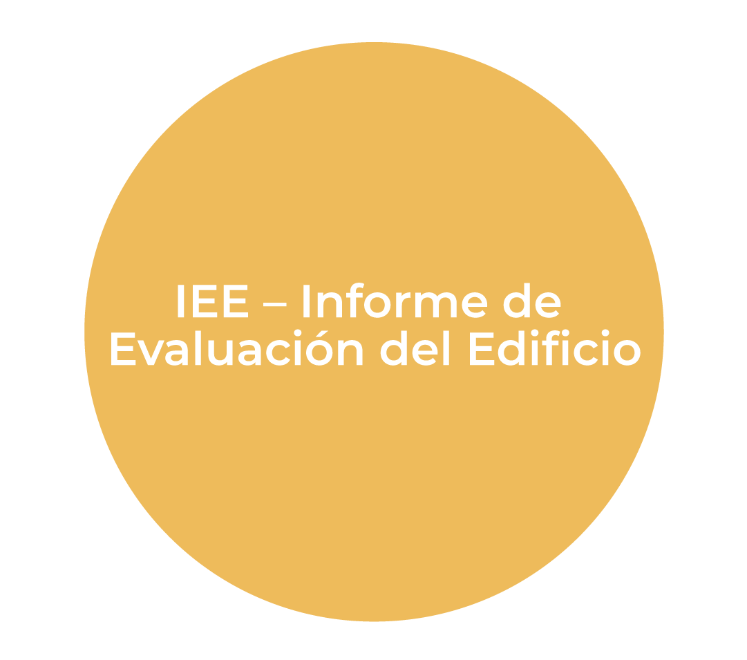 Circunferencia con el siguiente texto centrado: IEE-Informe de Evaluación del Edificio.