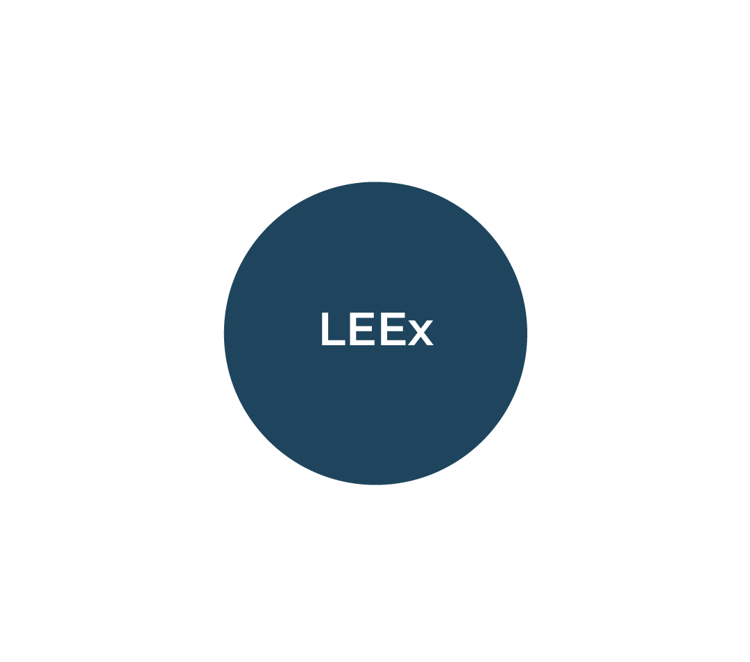 Circunferencia con el siguiente texto centrado: LEEx.